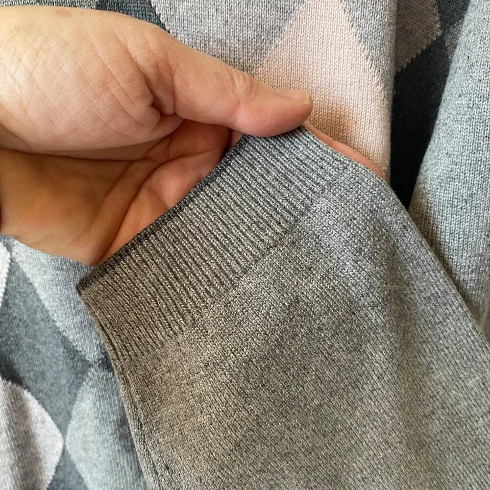 Banana Republic Men L Argyle Silk Cashmere Sweater Academia‎ Preppy Old Money
